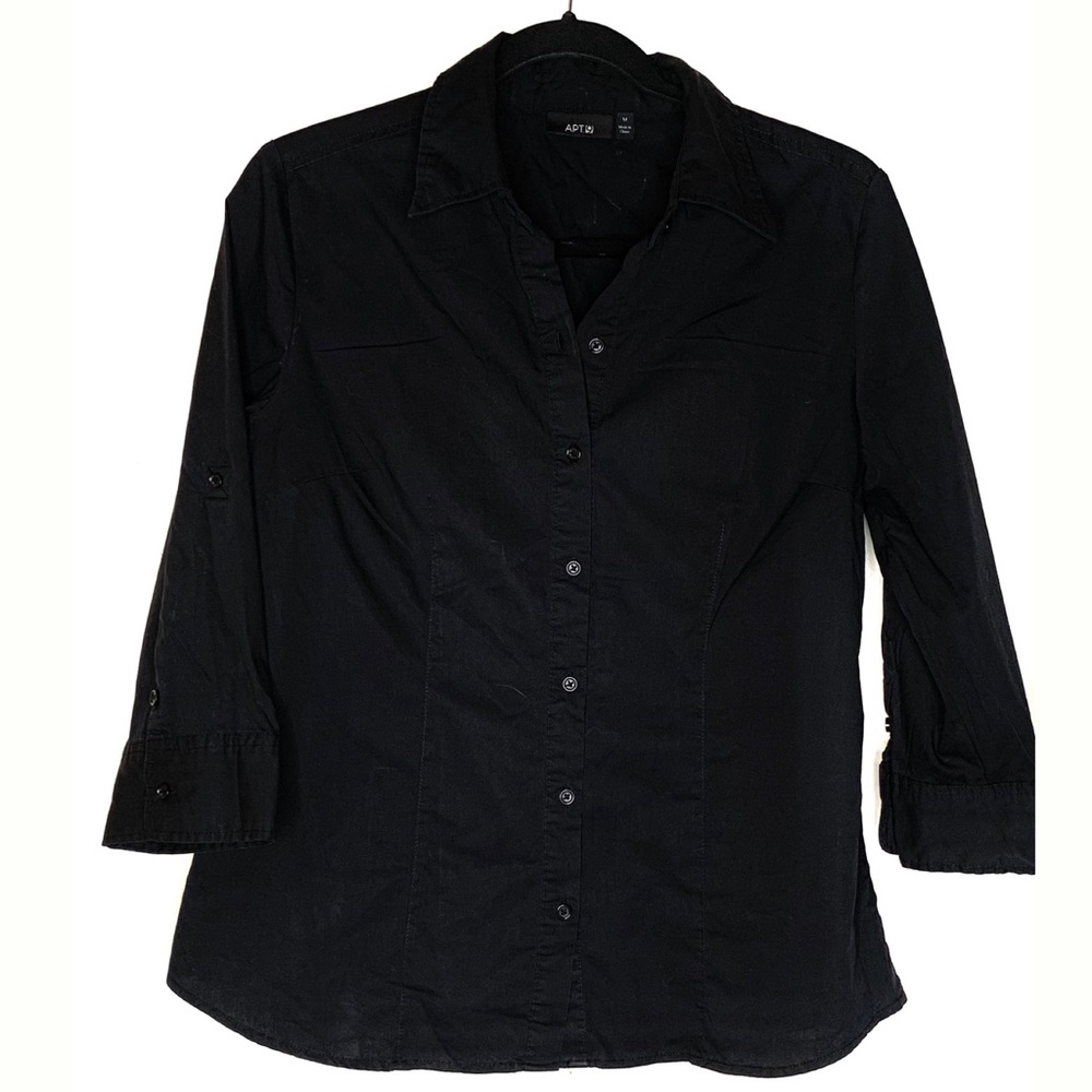 APT 9 WOMENS BUTTON UP BLACK MEDIUM
